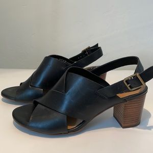 Clarks Ralene Vive Black Leather Slingback Sandal New